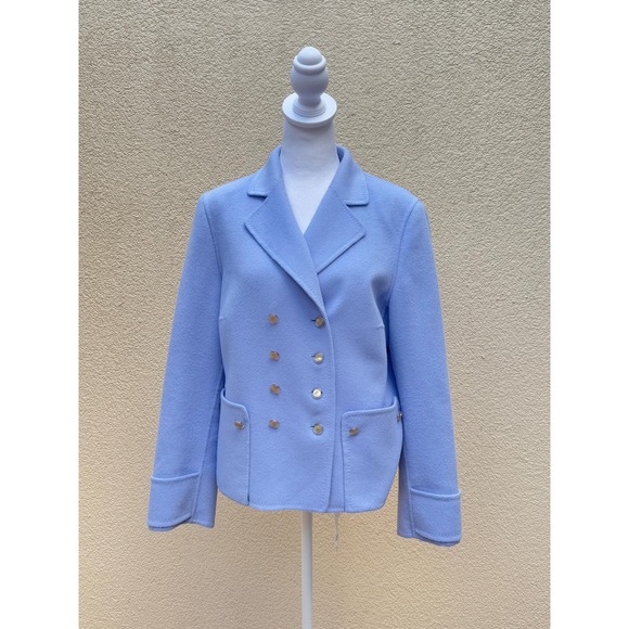 Escada by Margaretha Ley vintage light periwinkle blue angora wool blend blazer - Picture 1 of 10
